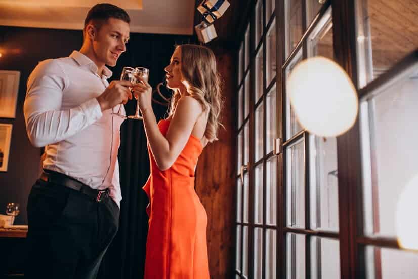Couple Drinking Champagne at a Restaurant